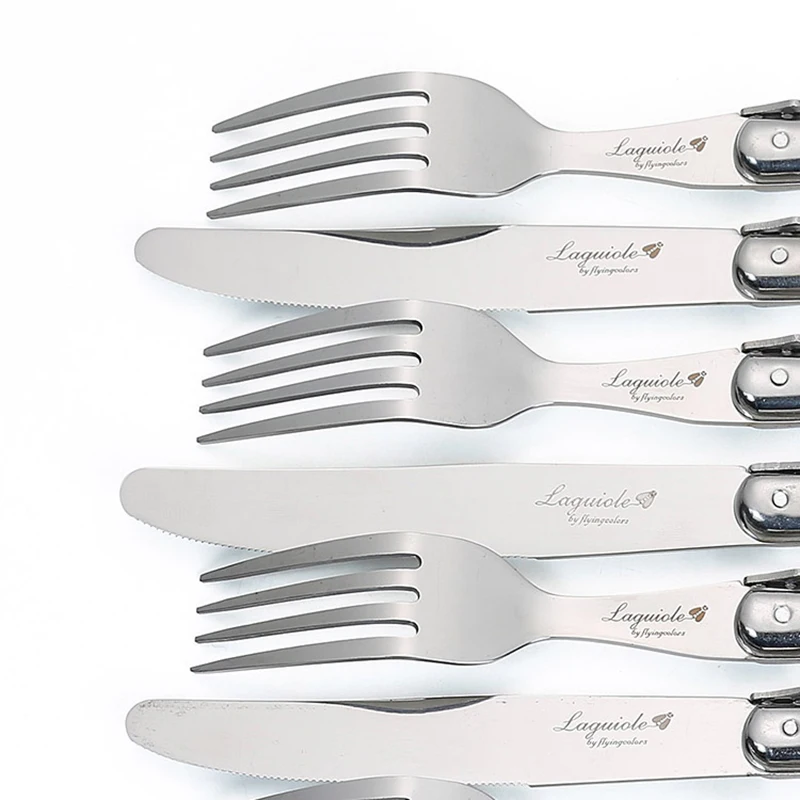 

24pcs Laguiole Style Rainbow Dinnerware set Stainless Steel Cutlery Flatware Steak Knife Dinner Fork Teaspoon Christmas Gift