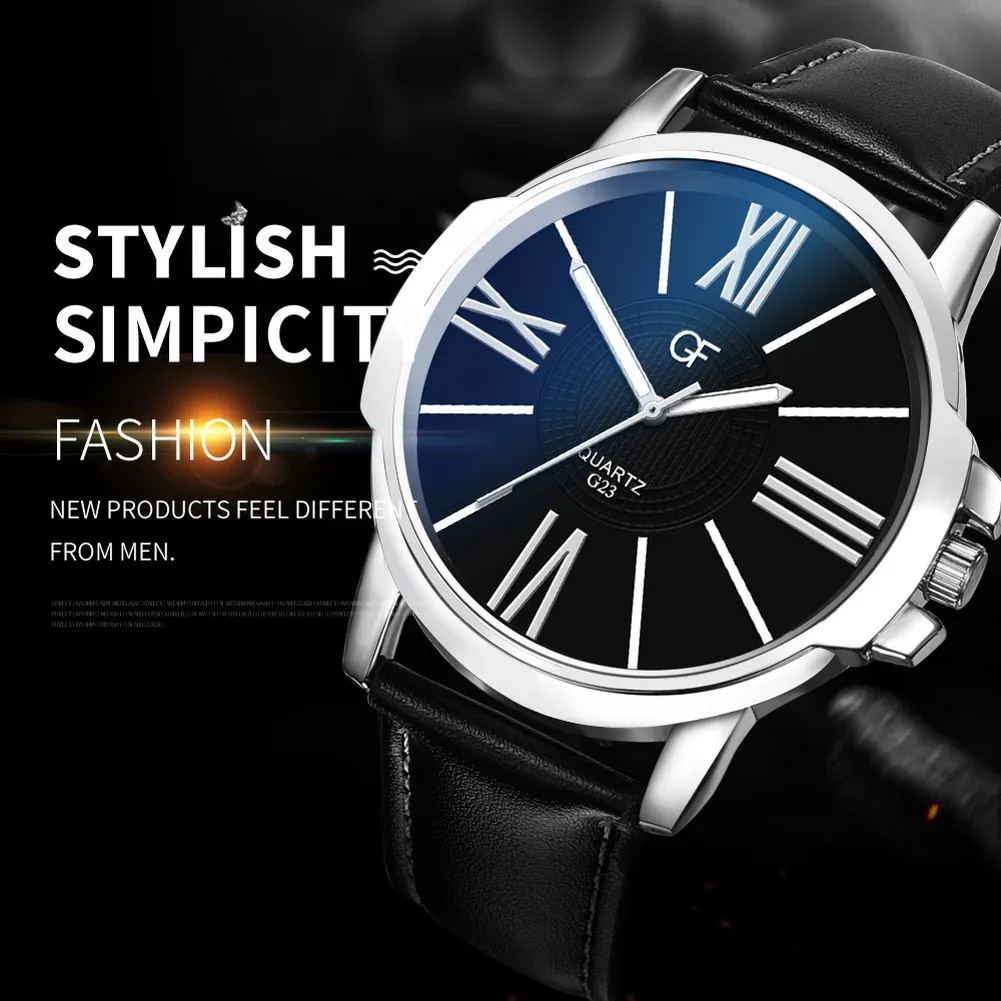 

Casual Men Quartz Watch Relogio Masculino PU Leather Strap Watch Men Elegant Business Wristwatches Male Gifts