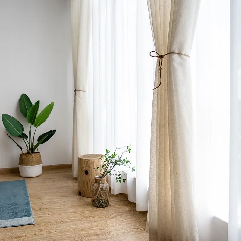 Хлопчатобумажная льняная пряжа для окна занавески белые однотонные простые