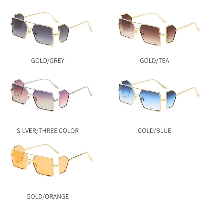 

2020 New Fashion Luxury Brand Square Sunglasses Men Women Vintage Metal Rectangle Sun Glasses Gradient Sexy Lady Shades UV400
