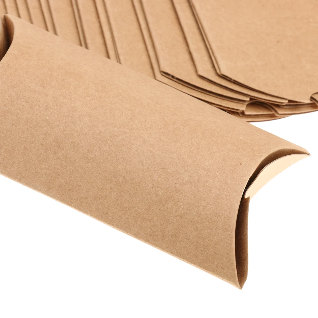 

Brown Pillow Kraft Box Wedding Party Favor Gift Candy Boxes Pack of 50pcs