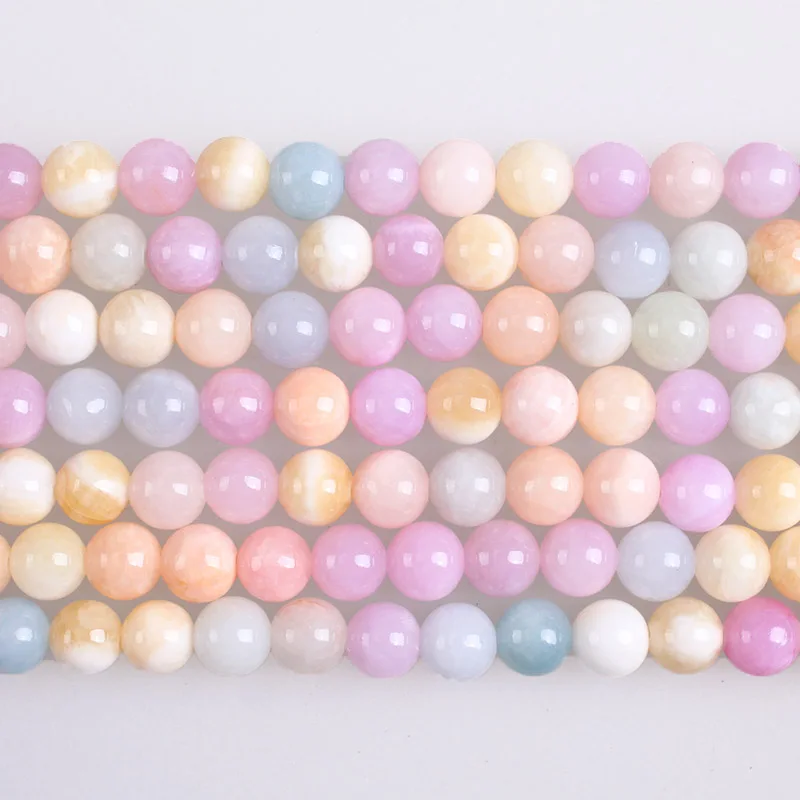

Natural Stone Colorful Chalcedony Beads Morganite Color Chalcedony Round Loose Beads 6 8 10 12mm Beads For Diy Jewelry Making