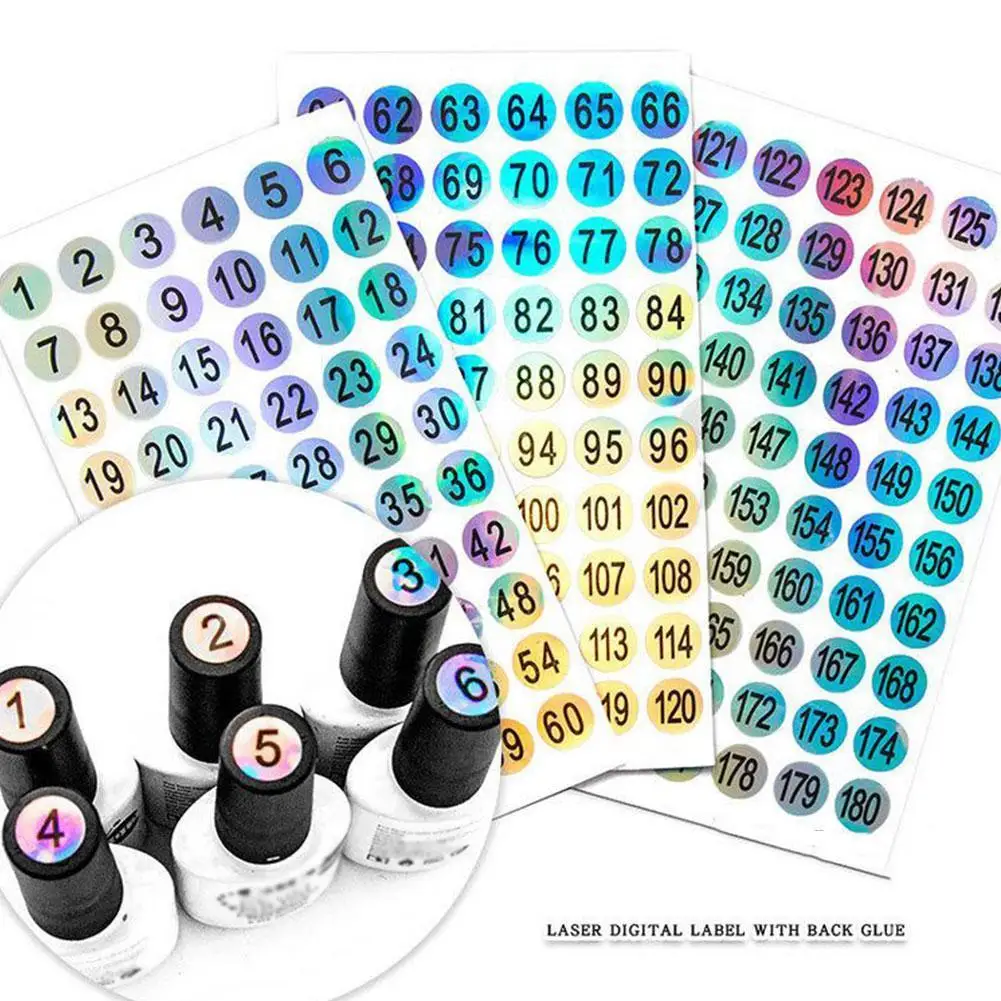 

New Exquisite Number Sticker Label For Nail Polish Color Gel Varnish Show 1-60/61-120/121-180 Marking Numbering Manicure Tool