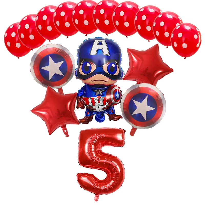 

16pcs Cartoon Superhero Foil Balloons 30" Number Captain Mylar Foil Balloons Birthday Party Decoration Kids Toys Air Globos