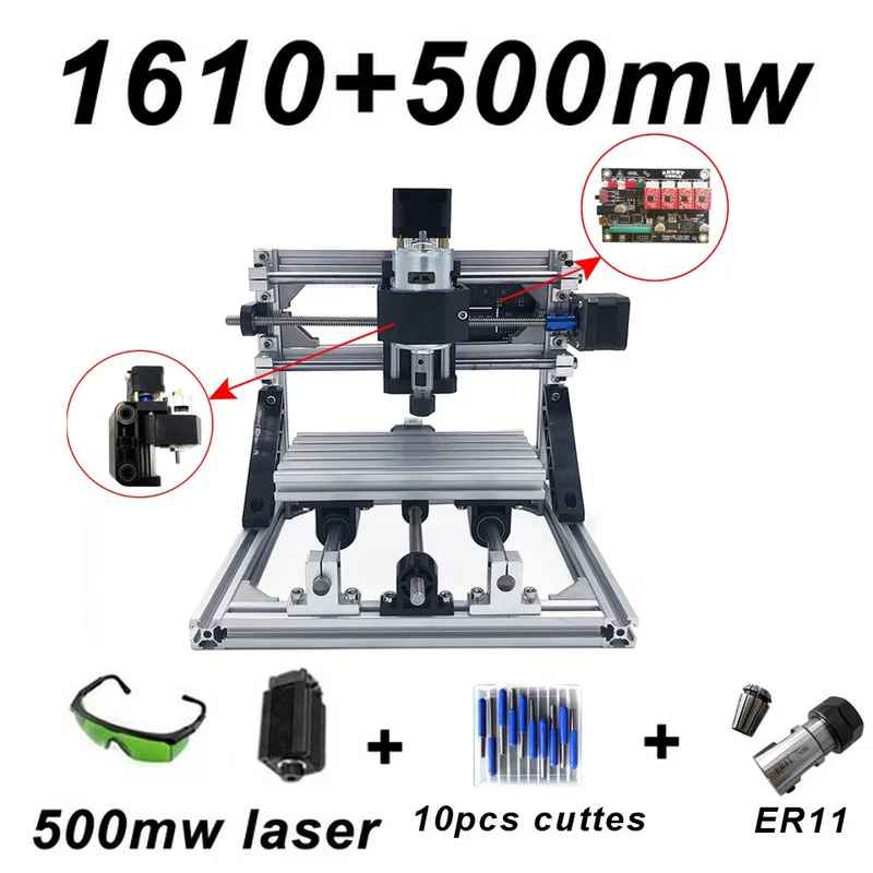 Domestica CNC1610 Laser Engraving Machine ER11 500mw 1500mw 5500mw Head Wood Router PCB Milling Carving DIY | Инструменты