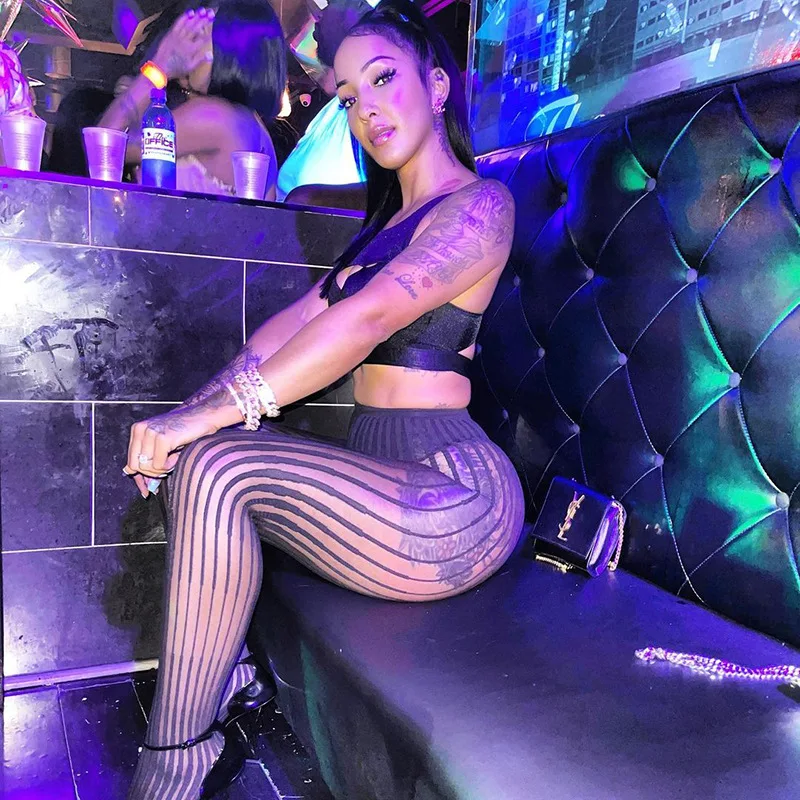 

Casual Women's Dress Printed Stitching Mesh Sexy Women Set Long-sleeved Trousers Women's Winter Suit 2022