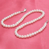 natural freshwater pearl necklace for women white pearl 45cm length necklace jewelry 6 7mm pearls gift fashion jewelry