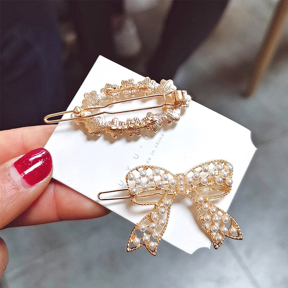 

Elegant Korean Style Headwear Bow Pearl Hairpins Fashion Temperament Hair Clip Women Girls Hair Accessories Headdress