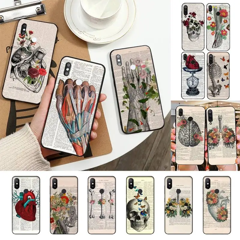 

Human anatomy organ newspaper Phone Case For Redmi Note 7 5 8A Note8pro 9Pro 8T Coque for note6pro Capa