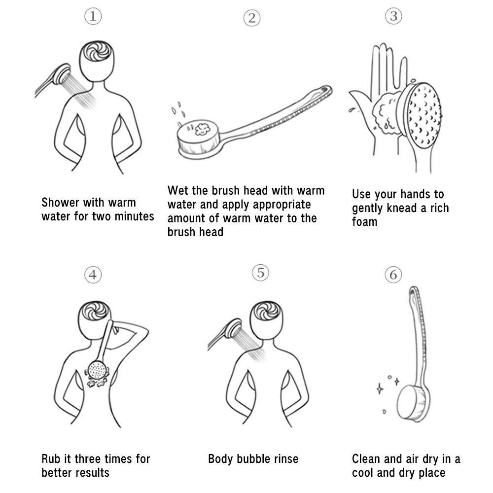 

Body Brushes Soft Long Handle Bath Natural Bristles Brushes SPA Skin Care Dry Brushing Shower Bathroom Tools Children Adults