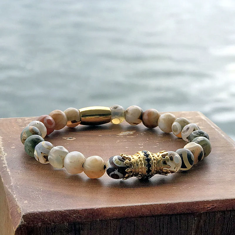 Mcllroy Bracelet Men Bead Sparta Crown 8mm Natural Stone Bracelet Bangle Handmade Man Jewelry Mens Bracelets erkek bileklik