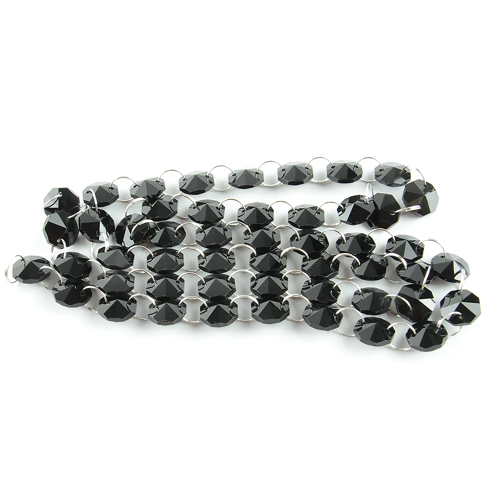 

10meters/lot Black Crystal Octagon Beads Strand Chandelier Lamp Chain Wedding/X-mas Tree Decoration