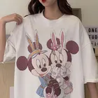 Модная женская летняя свободная футболка с коротким рукавом и 3D рисунком из мультфильма Микки и Минни Харадзюку y2k