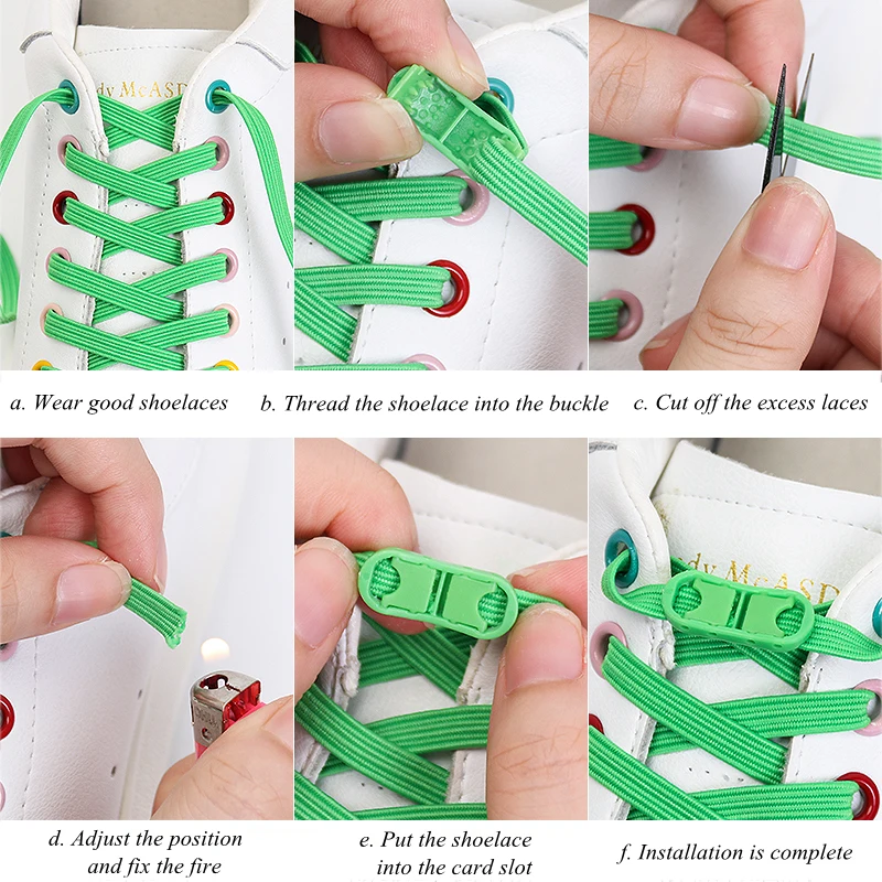 Flat Elastic Shoelaces Plastic Snap Lock Sports Competition Walking Outdoors No Tie Shoelace Child Adult Sneakers Lazy Laces