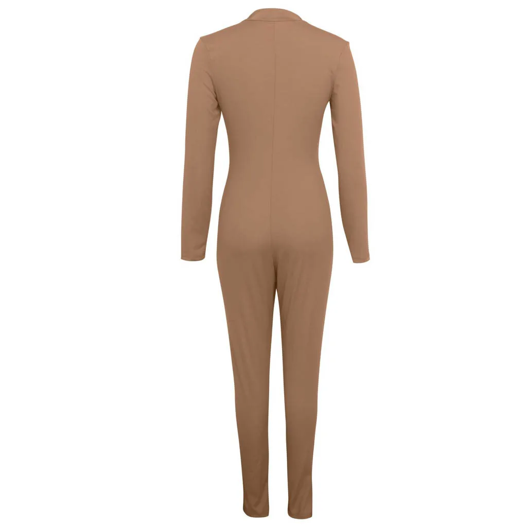 feitong sexy rompers womens jumpsuit V-Neck Belted Jumpsuit Party Club Playsuits Long Sleeve Jumpsuits Tight Overalls 9M3