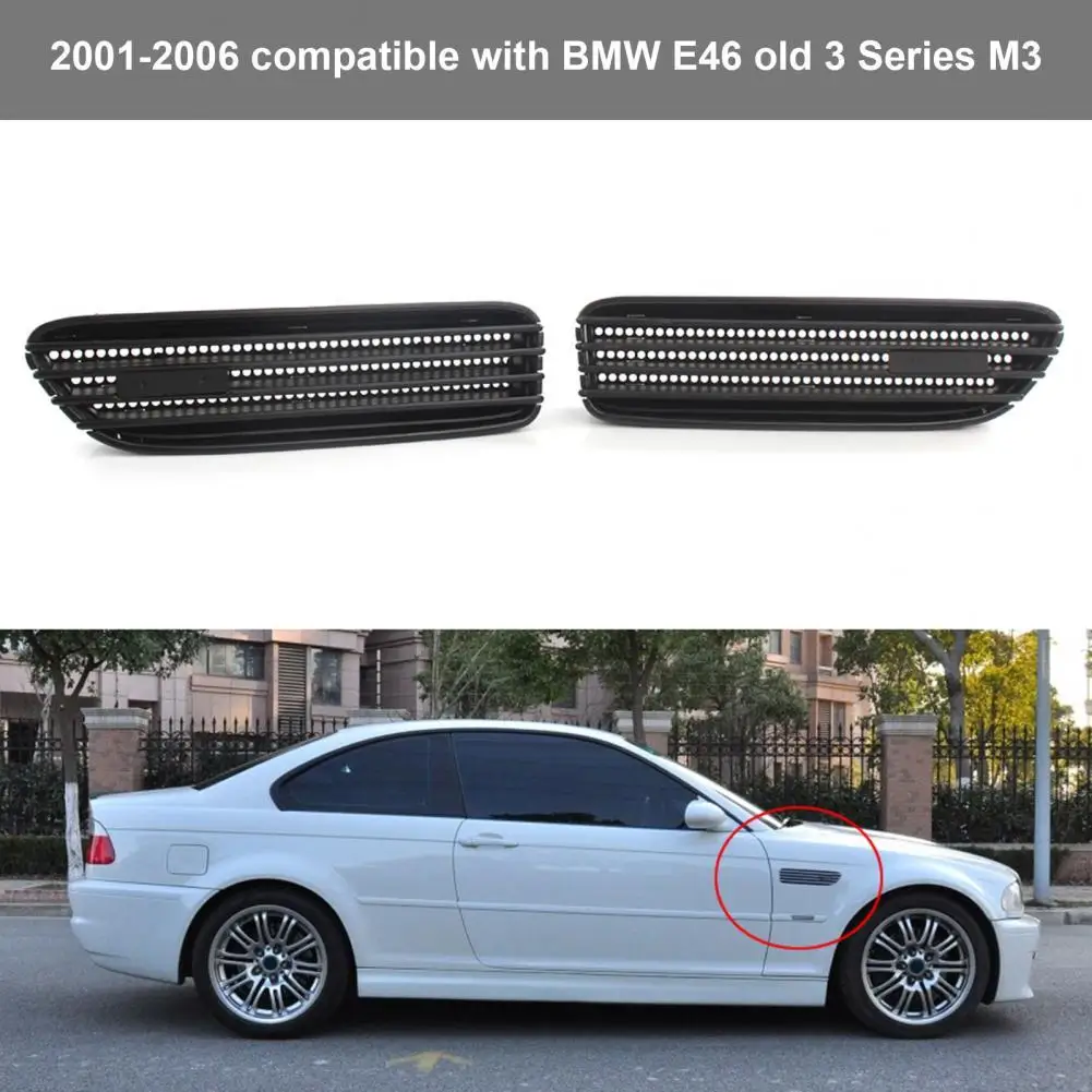 

2Pcs Side Fender Vent Grill Anti-corrosion Perfect Match ABS Side Fender Air Flow Vent Grille Modification for BMW 3 Series M3 E