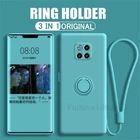 Жидкий силиконовый чехол с кольцом-держателем для Huawei P40 P30 P20 Nova 7i 5T Mate 40 30 20 Honor 20 30 V30 Pro, чехол-подставка с ремешком на руку