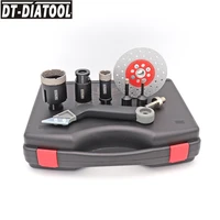 dt diatool 1set boxed diamond drill core bits double cutting grinding discs set for porcelain tile m14 thread hole saw cutter