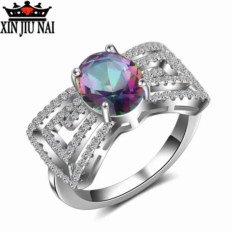 

Hot selling colorful stones ring women fashion exaggerated wearing jewelry ball party personality