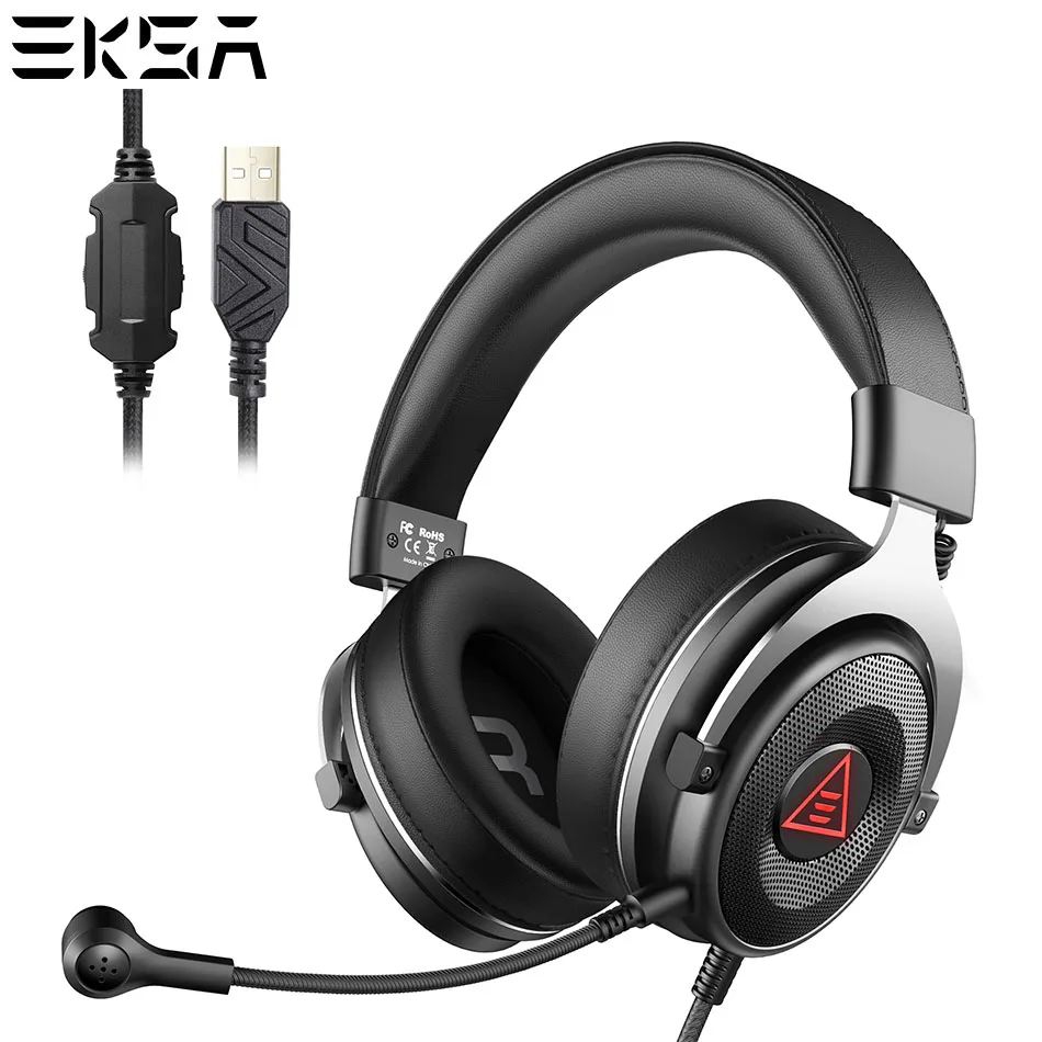 

EKSA E900Plus Gaming Headset 7.1Virtual Surround Sound ENC Noise Cancelling Headphone Gamer withDetachable Mic for PC PS4 Laptop