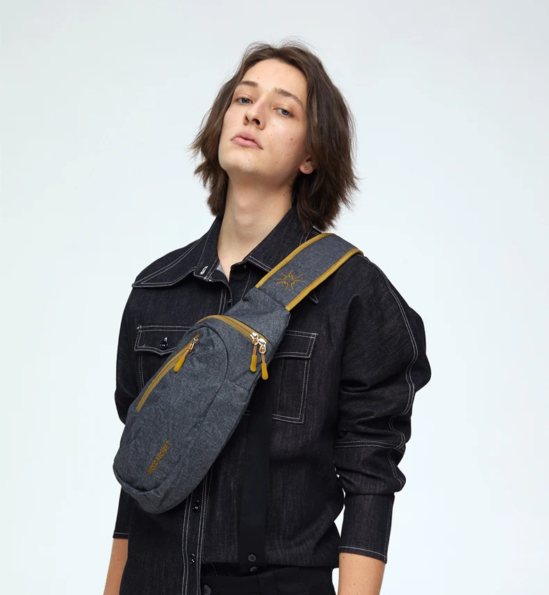 Мужская нагрудная сумка нейлоновая Водонепроницаемая Дорожная Спортивная Сумка