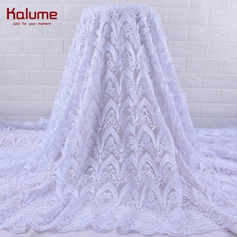 Kalume Red African 3D Lace Fabric Latest Fashion French Mesh Milk Silk Tulle With Sequins For Wedding Party 1906 | Дом и сад