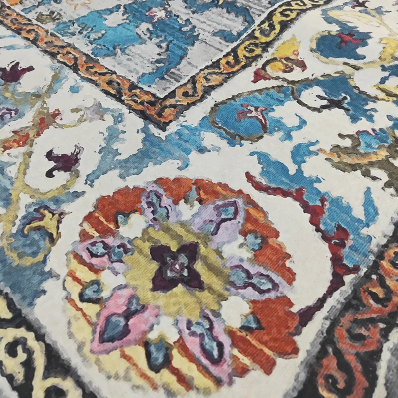 Мягкий напольный ковер в богемном ретро стиле с изображением национального