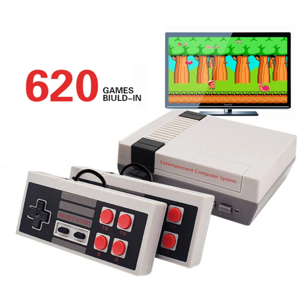 Мини ТВ игровая консоль 8 бит Ретро видео встроенные 620 игр с двумя контроллерами
