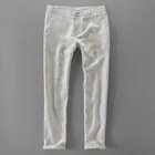 Брюки мужские однотонные из чистого льна, дизайнерские модные брендовые штаны, повседневные деловые, размеры 30-40