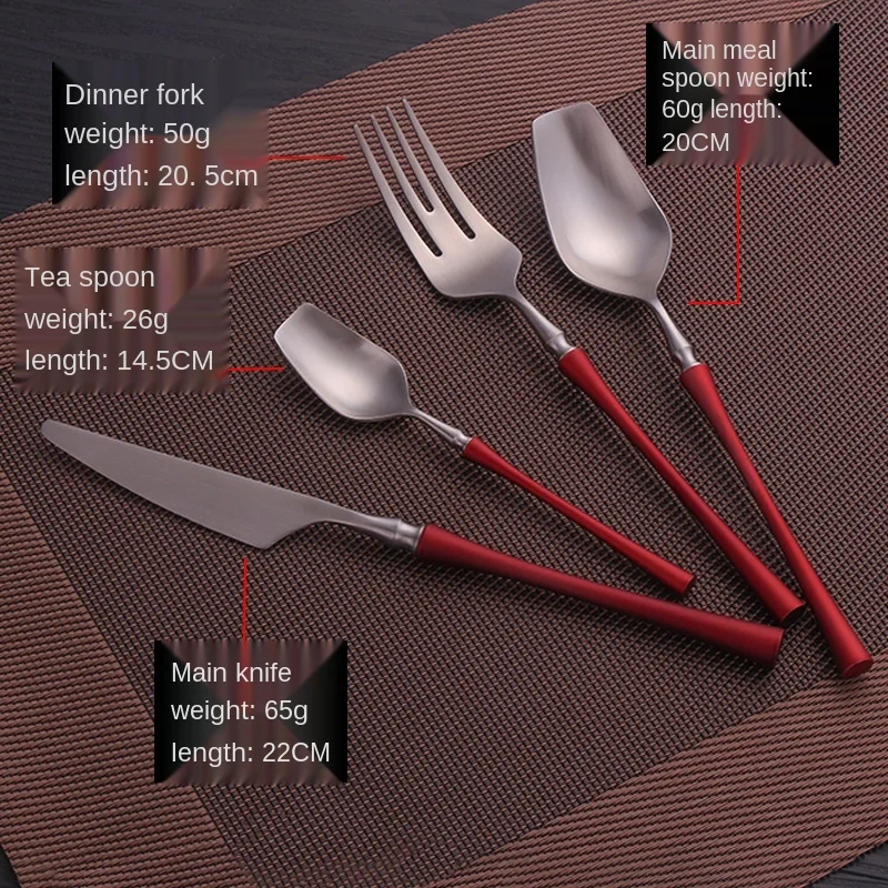 

Matte Cutlery Set Red Silver Tableware Spoons Forks Knives Set 304 Stainless Steel 4pcs Knife Fork Spoon Dinner Set DropShipping