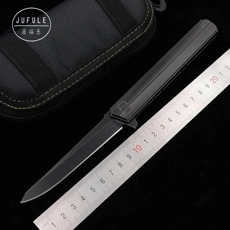 

Карманный складной нож JUFULE OEM Qwaiken Flipper, титановая ручка Mark M390, для ежедневного использования, кемпинга, выживания, фруктов