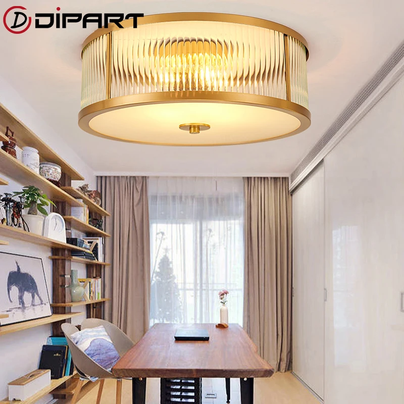 

Nordic LED Ceiling Lights Luxury Vintage Glass Copper luminarias para teto Living Room Bedroom Ceiling Home Lighting modern