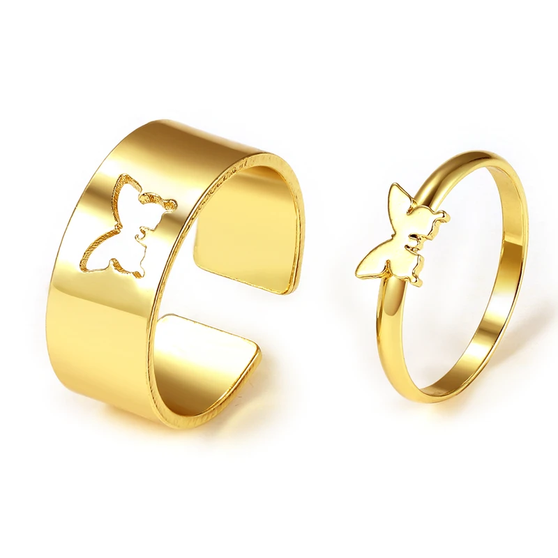 

KISSWIFE Vintage Butterfly Rings For Women Men Lover Couple Ring Set Open Cuff Engagement Wedding Rings Adjustable Jewelry Bague