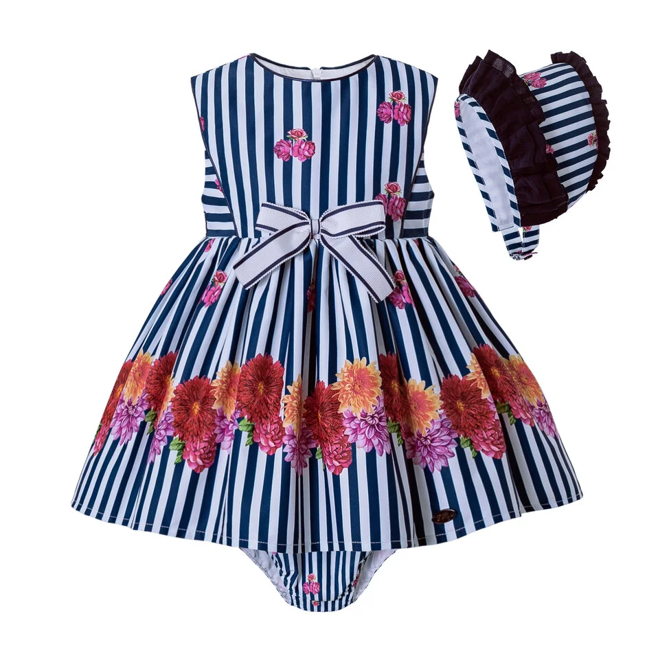 Детская летняя одежда Pettigirl наряды в темно-синюю полоску для малышей штаны и