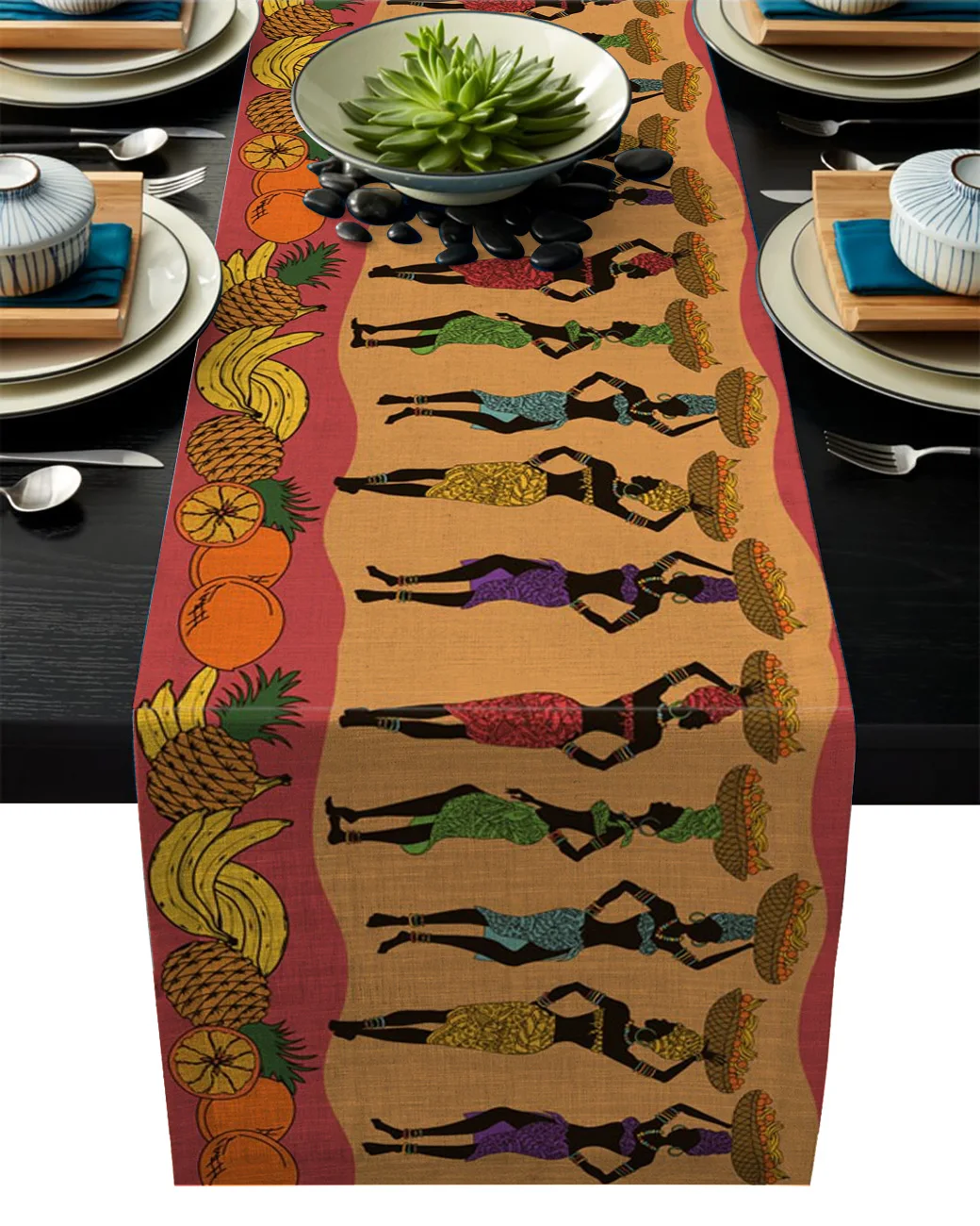 Скатерть для женщин Фруктовая корзина кухни в африканском стиле ужина праздника