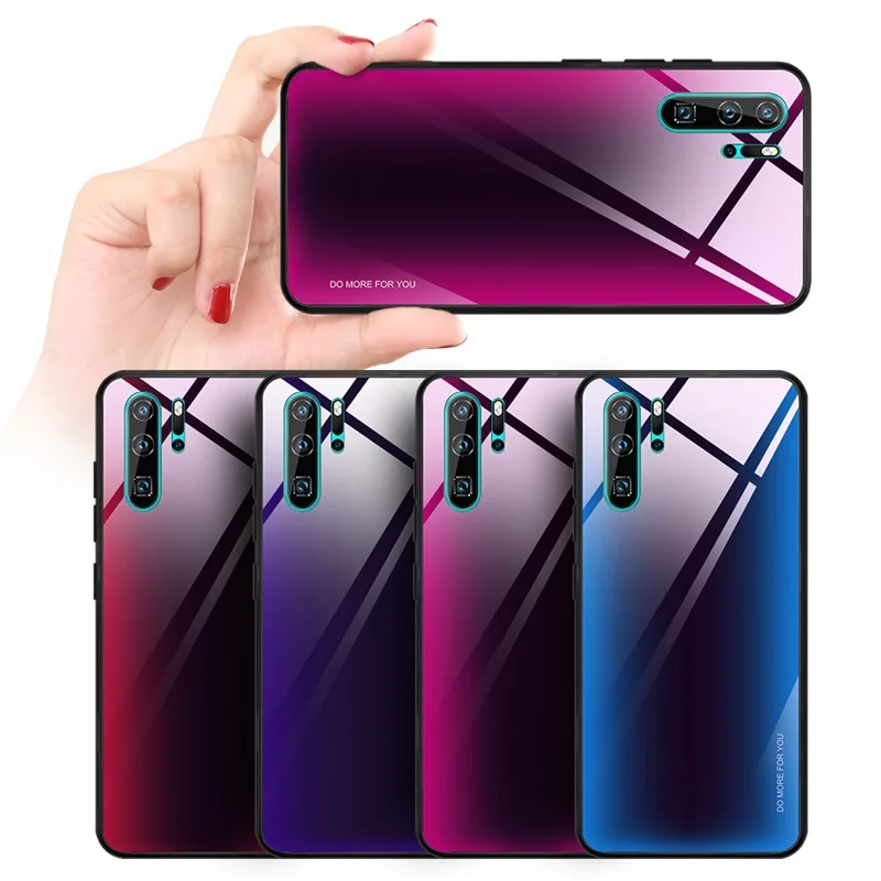 Для huawei Y6 Y7 2019 P20 Lite P Smart Plus градиентное стекло Honor 20 Фиолетовый Синий чехол P30 Pro