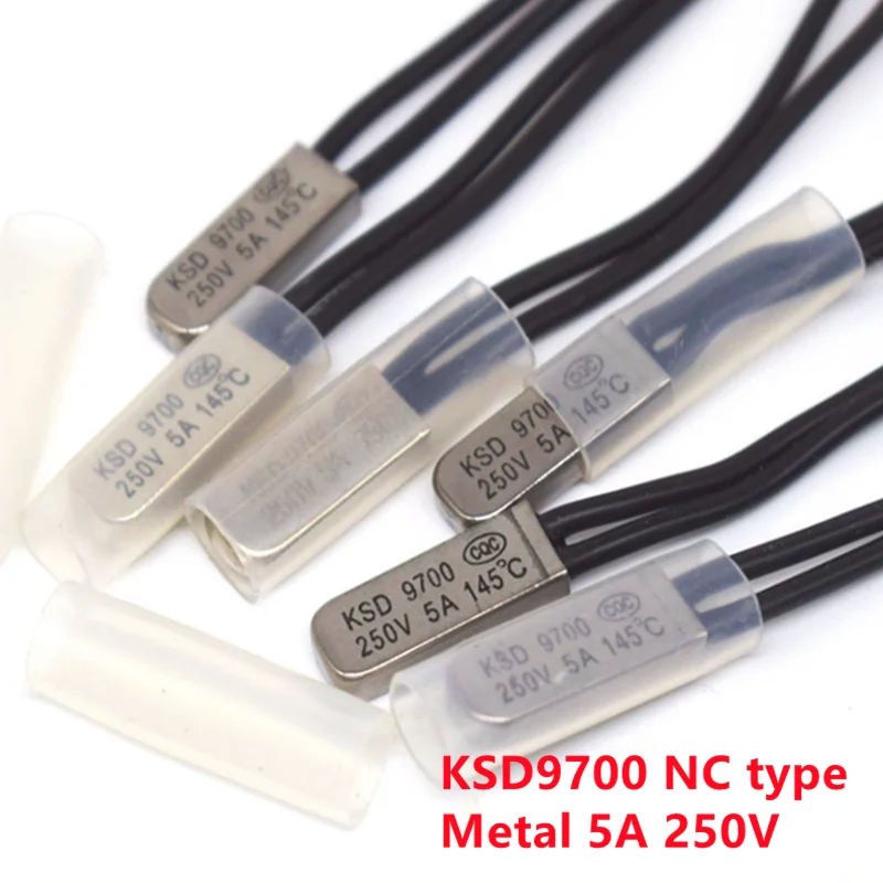 

2pcs KSD9700 5A 250V Metal Temperature Switch Thermostat Thermal Protector Degree Centigrade NC NORMAL CLOSE Metal