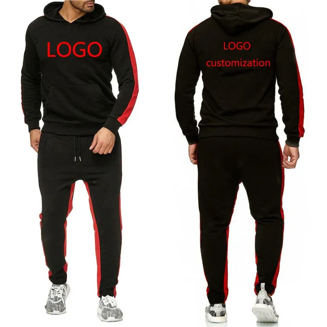 

Autumn Winter customize Logo Sweatshirts Men Hoodie Sweatpants Casual Pullover Suit clothes Male Cotton Trousers