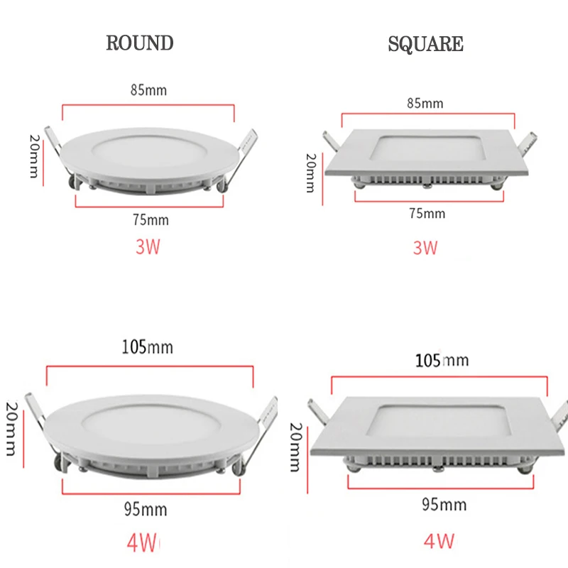 Потолочный светильник алюминиевый светодиодный панельный Круглый квадратный