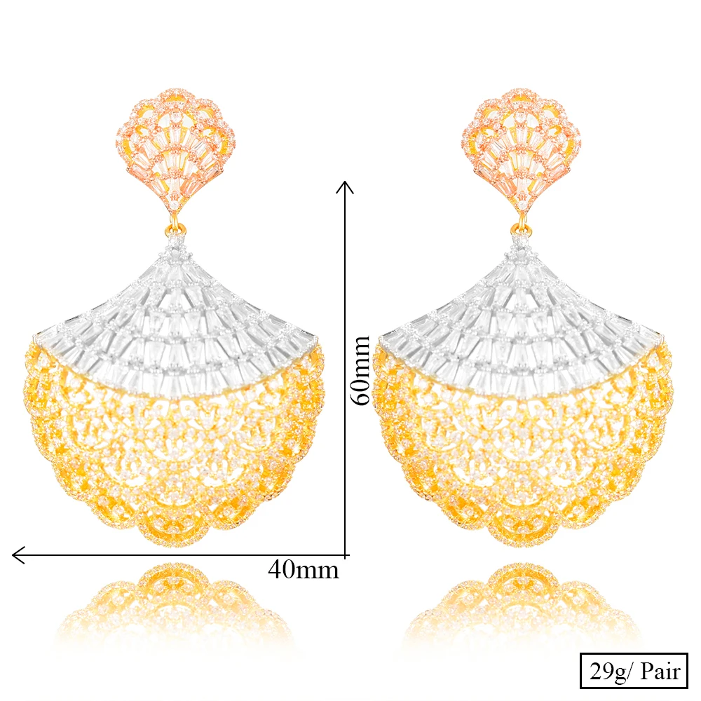 missvikki Luxury Bohemian Dangle Earrings For Women Wedding Cubic Zircon CZ Engagement Party Indian gold earrings for women 2020 | Украшения