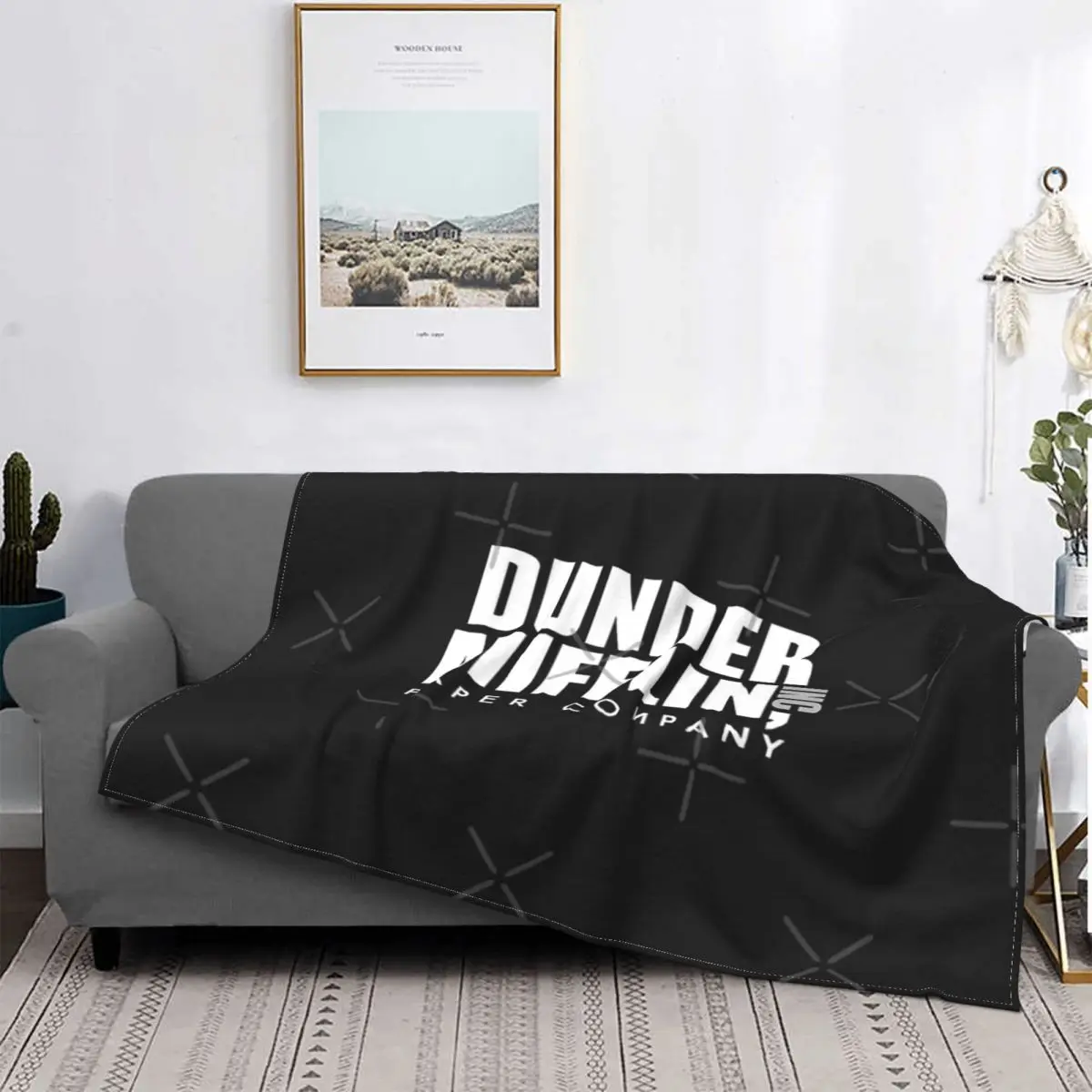 

Dunder Mifflin-Manta a cuadros para cama, manta de playa, manta double a cuadros en el sofra