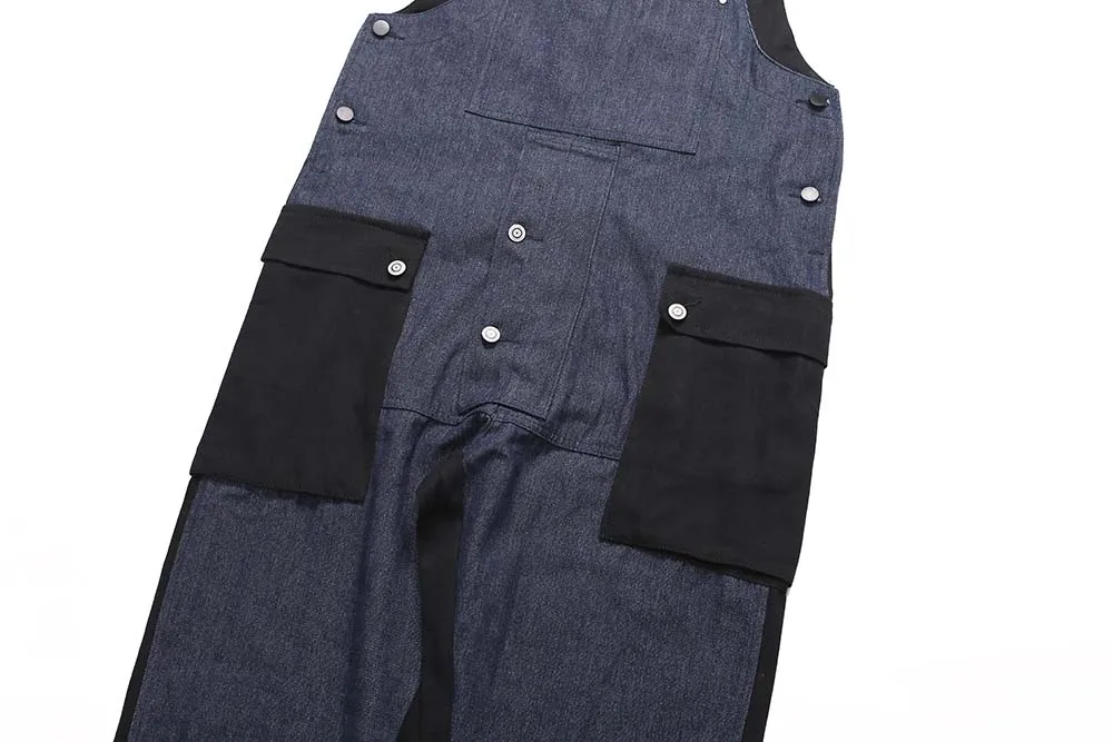 

Colour Block Plus size jeans Overalls streetwear men Vintage Baggy pants Men's One-Piece Jumpsuits Bib Overalls