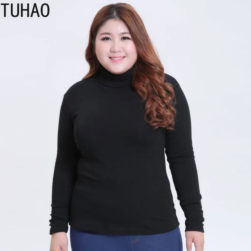 TUHAO Осень Зима Джемпер Блузка Плюс большой размер 6XL 5XL 4XL рубашки топы с высоким воротником Женская одежда WM62