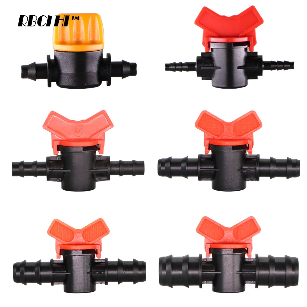 

RBCFHI Garden Tap 1/4" 3/8" 1/2" 3/4" 5/8" Irrigation Water Valve Mini Valve 2 Way Hose Waterstop Connectors Barb Drip Adapter