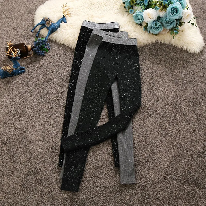Женские черно-серые леггинсы облегающие брюки милые в рубчик удобные хлопковые