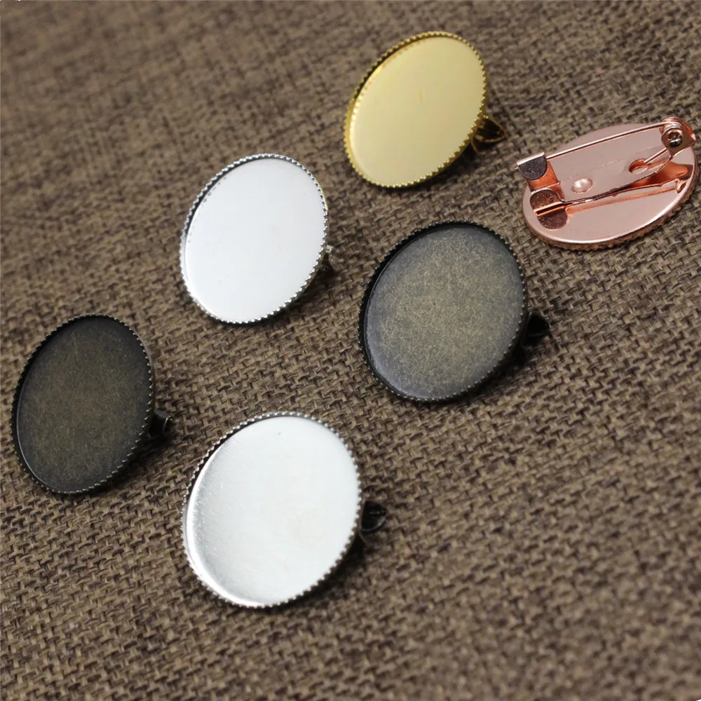 Медная модная брошь 20 мм 25 30 круглая пустая оправа основание для кабошона