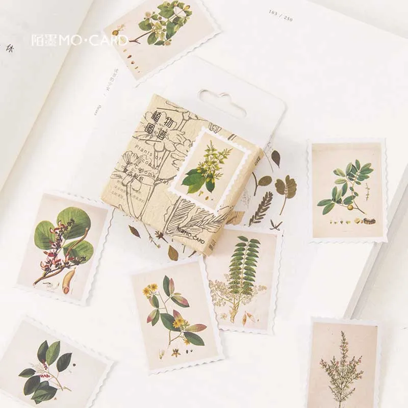 

45 Pcs/pack Green Plants Decorative Washi Stickers Vintage Scrapbooking Stick Label DIY Diary Stationery Album Stickers Supplies