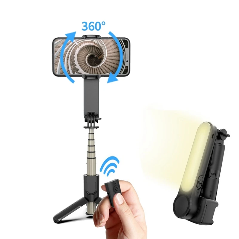 

MOOL Gimbal Stabilizer Single Axis Stabilizer Bluetooth Selfie Stick Anti-Shake Tripod with Led Fill Light for iPhone/Android