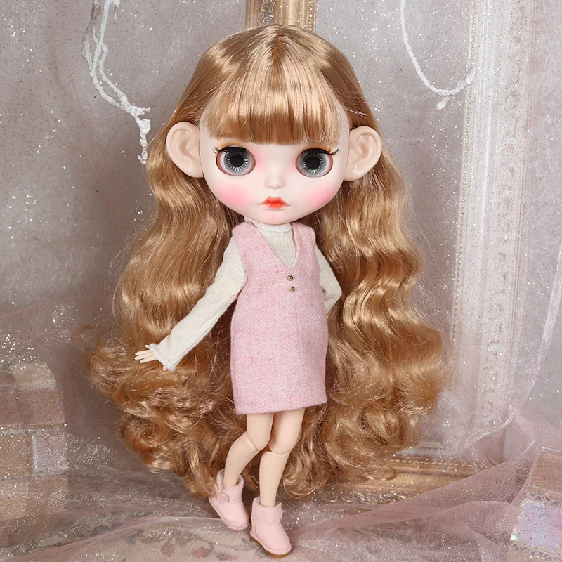 Одежда DBS Blyth для куклы 1/6 вязаная рубашка с юбкой на подтяжках Шапка и носки