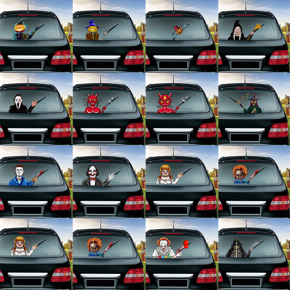 Ужасные украшения для автомобиля ПВХ машущие наклейки на стеклоочиститель и